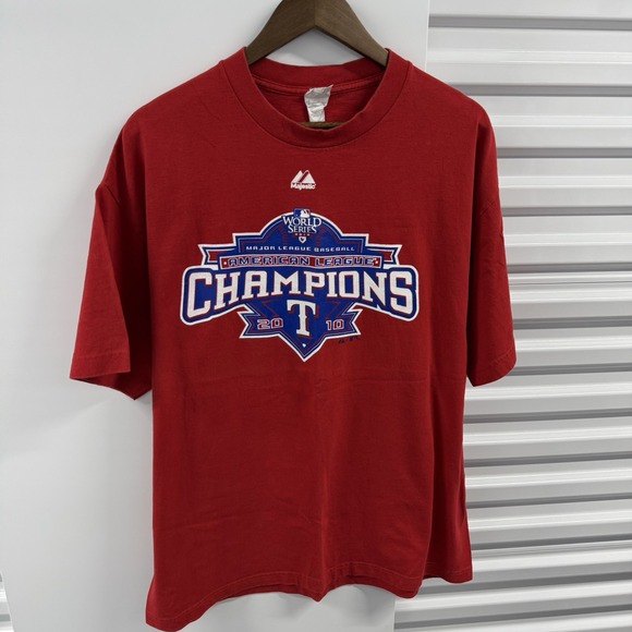 Majestic Other - Majestic Texas Rangers 2010 AL Champions World Series T-Shirt XL Red MLB